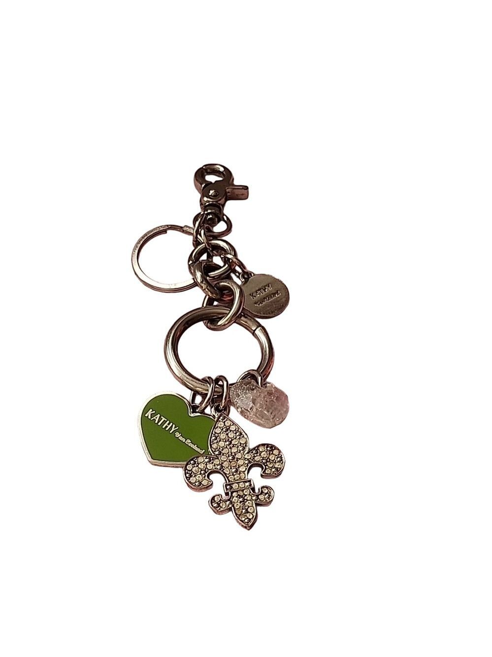 Kathy Van Zeeland Silver and Green Keychain/ Bag Charm Used